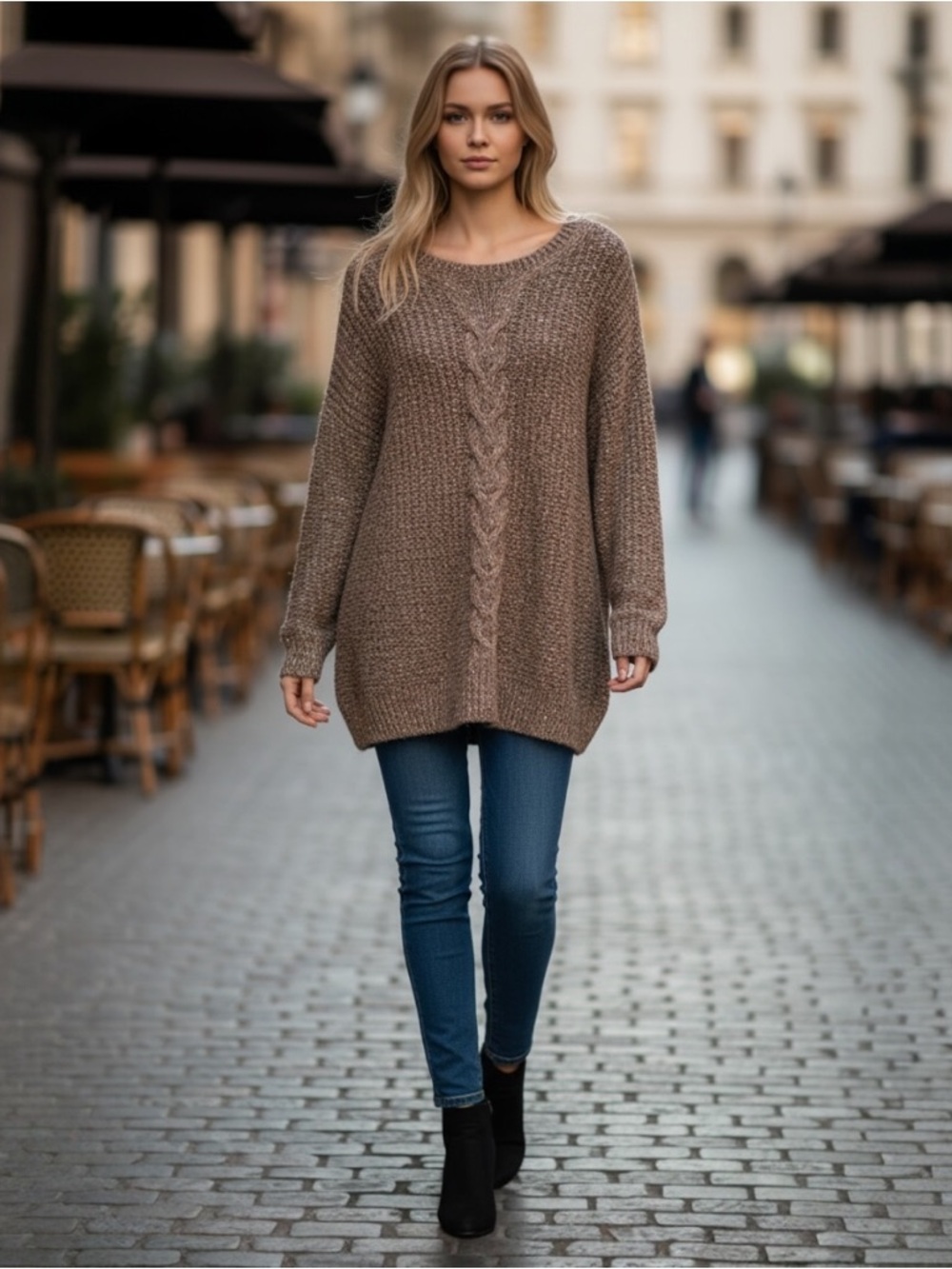 Adrienne Vittadini Women's V Neck Long Sleeve Cable Knit Sweater Size XXL